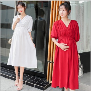 ĐẦM BẦU VÁY BẦU CÔNG SỞ CỔ CHỮ V