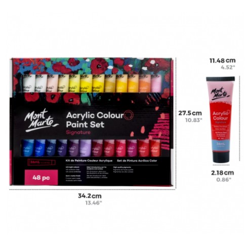 Set màu Acrylic Mont Marte Signature Acrylic Paint - 18 / 36 / 48 màu - 36ml