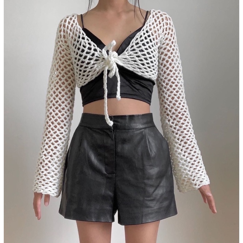 Y2K crochet mesh top - Áo lưới len Y2K xinh xắn