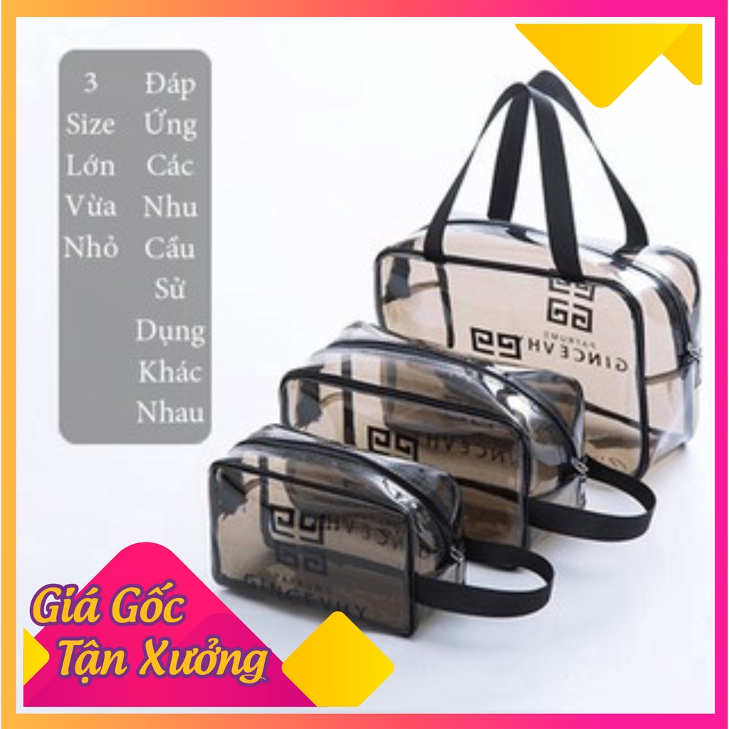 [XẢ LỖ] [Set 3 Túi] Túi Đựng Mỹ Phẩm Trong Suốt Chống Thấm Nước Đa Dạng Kích Thước Đi Biển Đi Bơi Tiện Lợi Du Lịch