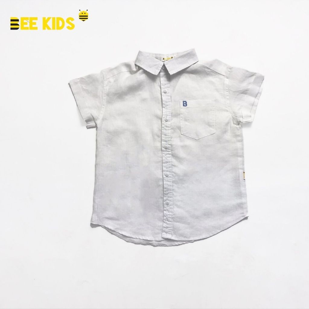 Áo Sơ Mi Bé Trai Bee Kids Cộc Tay Cúc Màu Xước Có Túi Trước Ngực Trái Cho Bé Đi Học Đi Chơi (7 - 12 Tuổi) 8AC001683C