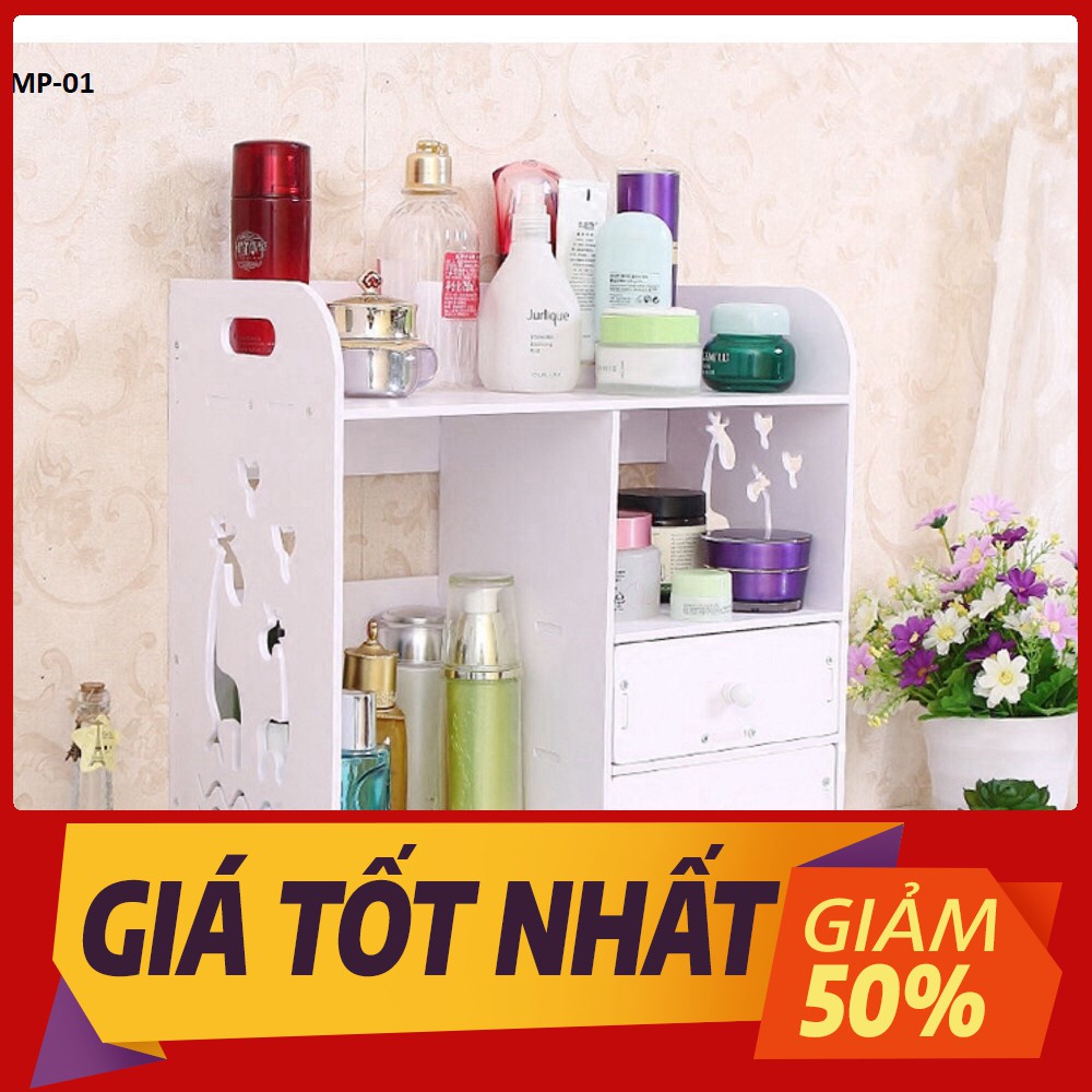 [Sale toàn shop] TỦ GỖ ĐỂ BÀN TRANG ĐIỂM 2 NGĂN KÉO HOẠ TIẾT CHÂN GẤU