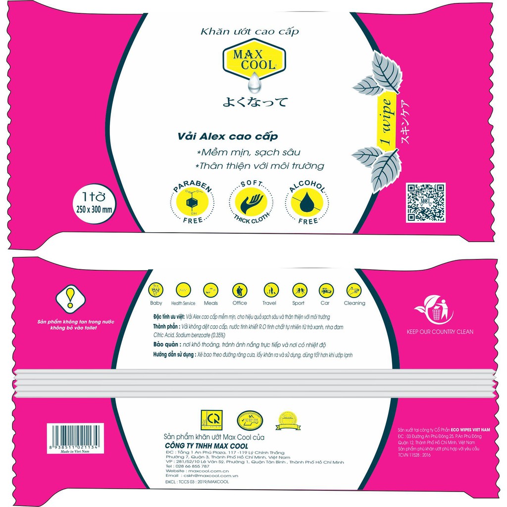 40 cái khăn ướt MAX COOL - Vải ALex