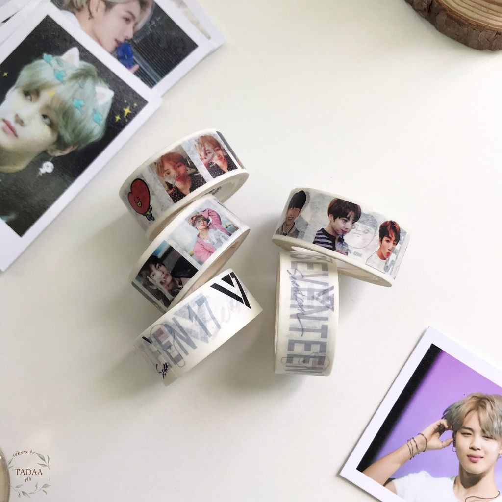 Washi tape thần tượng BTS, SEVENTEEN băng keo giấy trang trí sổ