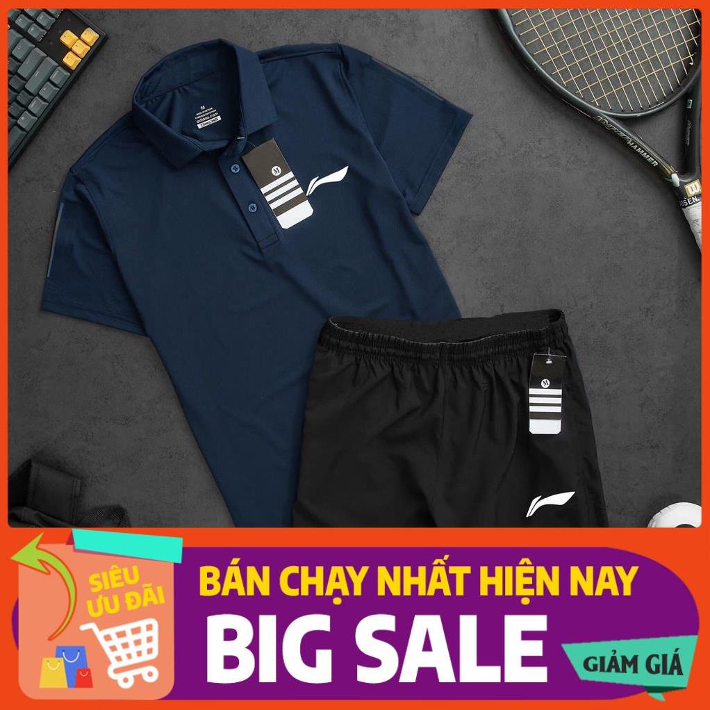 Bộ Thể Thao Nam Lining Phản Quang Có Cổ Hàng Xuất Chất Thun Co Dãn 4 Chiều