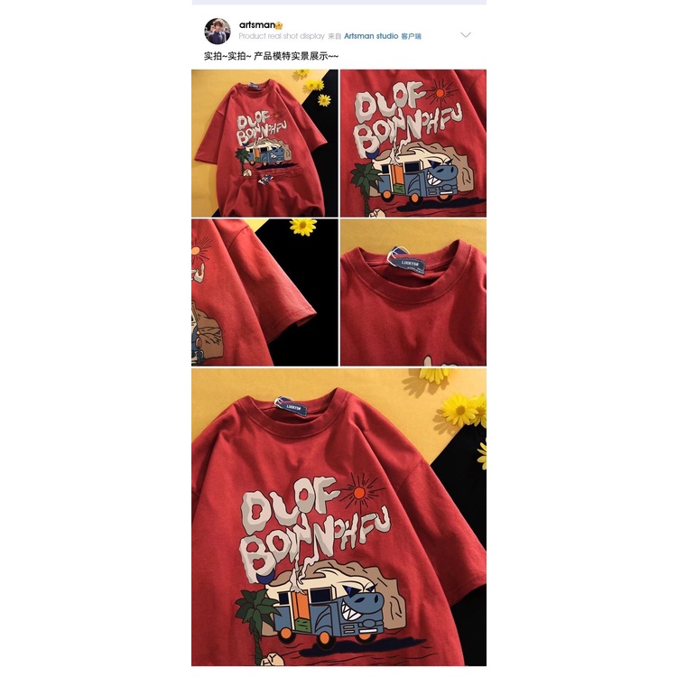 áo thun 100% cotton Tay Ngắn Dáng Rộng In Họa Tiết Vui Nhộn Thời Trang Hàn Quốc Cho Nam Và Nữ