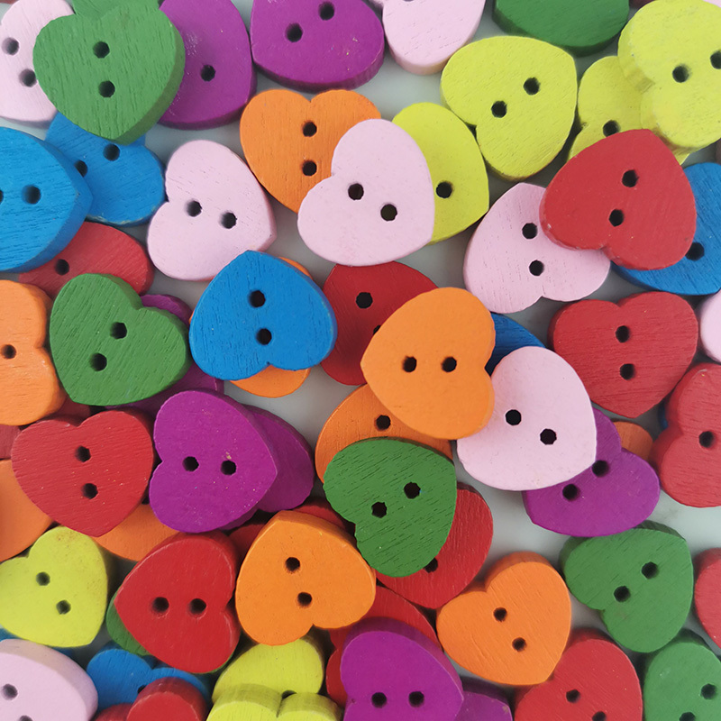 Set 100 Cúc Áo Hình Trái Tim Nhiều Màu Sắc Thiết Kế Hai Lỗ Tiện Dụng DIY