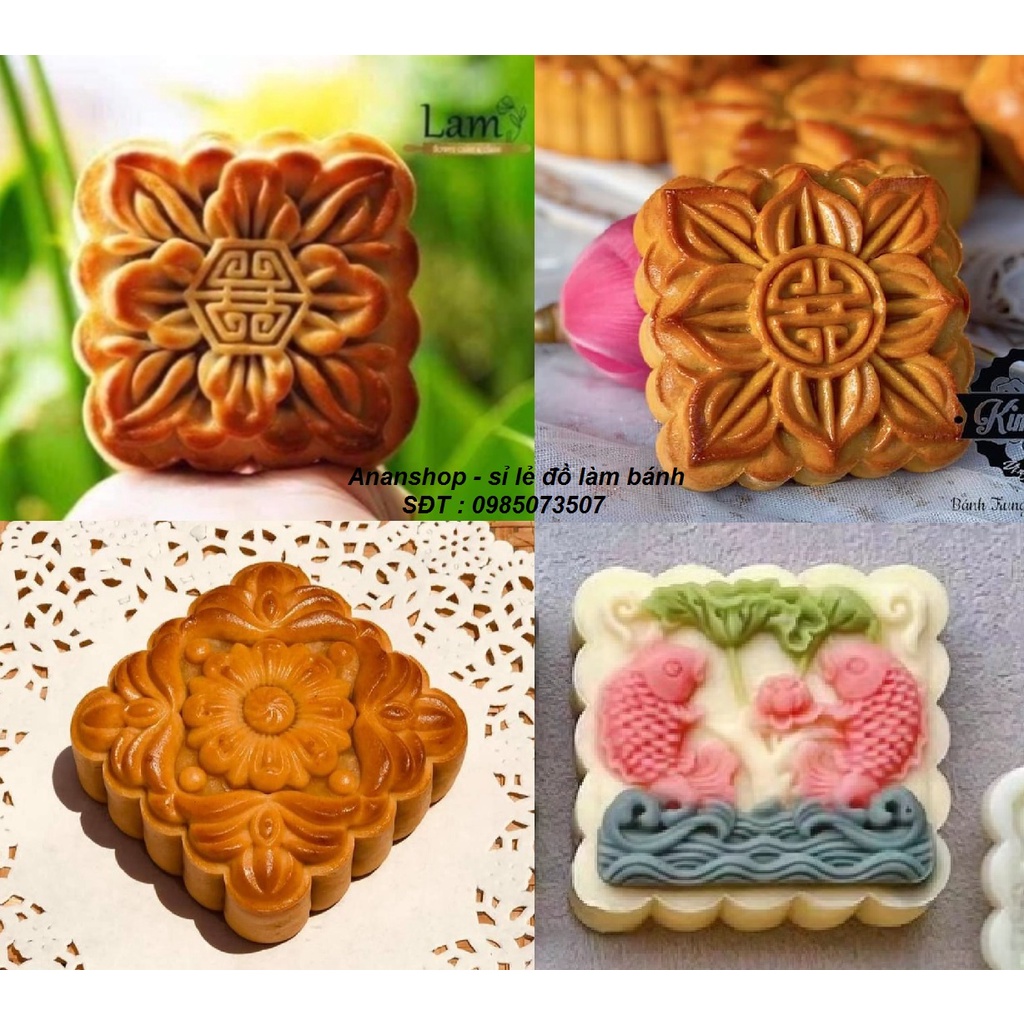 Khuôn trung thu lò xo mẫu mới 150gr - 200gr vuông M2