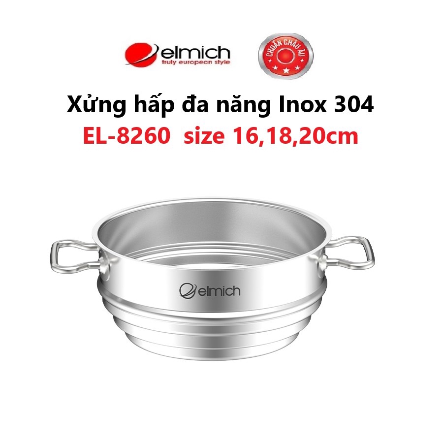  Xửng hấp đa năng Inox 304 Elmich EL-8260 size 16,18,20cm