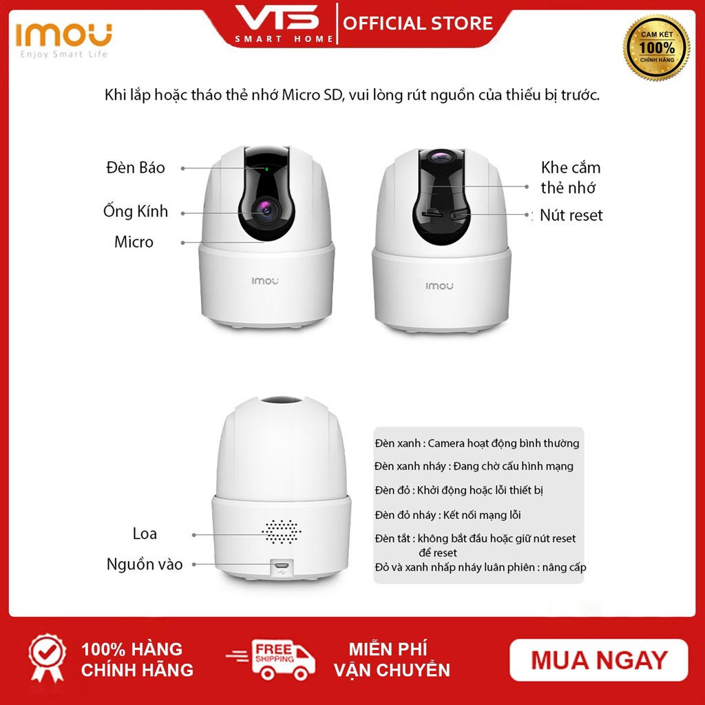 Camera WIFI IMOU A22EP - V3  2MP Full HD 1080P - Ranger 2 - Quay Quét 360 Độ - Đàm Thoại 2 Chiều - DIGI Smart VN