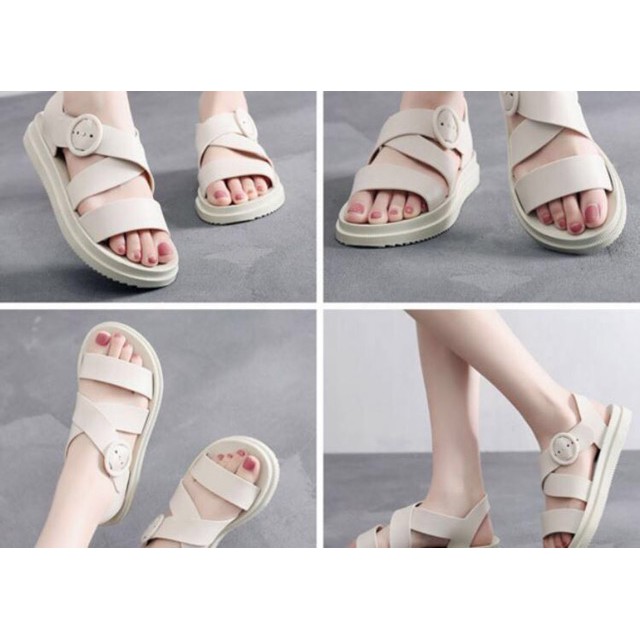 Giày Sandal Nữ, Nhựa Dẻo Đi Mưa Hapu (Đen, Hồng, Kem) - GL008