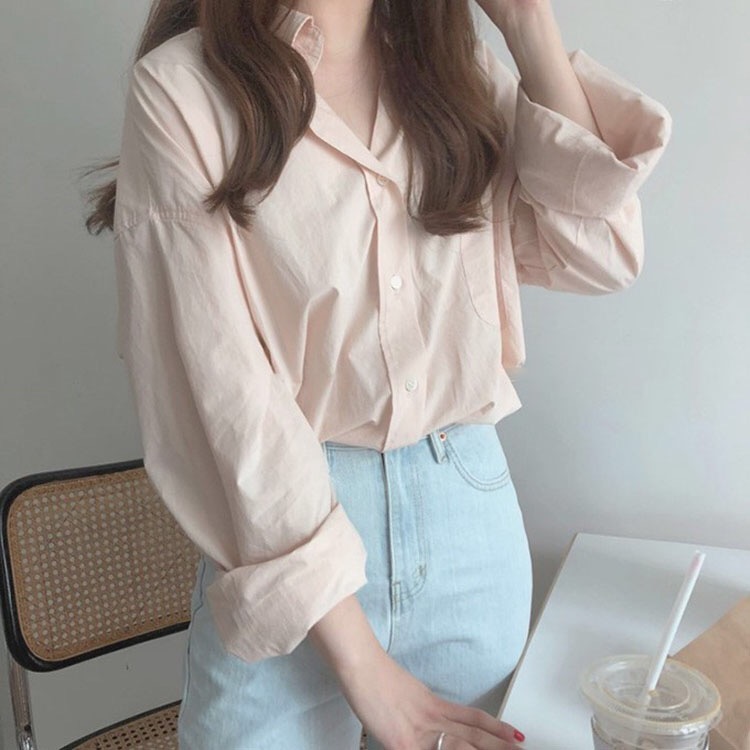 Áo Sơ Mi Tay Dài Dáng Rộng Kiểu Retro Thời Trang Mùa Thu Cho Nữ