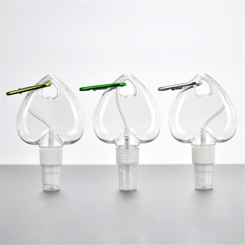 [Hàng mới về] Chai rỗng hình trái tim dạng xịt dùng đựng dung dịch rửa tay màu trong suốt có móc treo tiện dụng 50ml