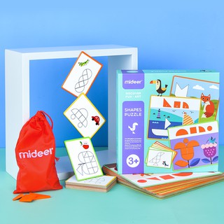 Bộ xếp hình gỗ Mideer Shapes Puzzle nhận dạng hình gỗ với 34 miếng gỗ MD1097