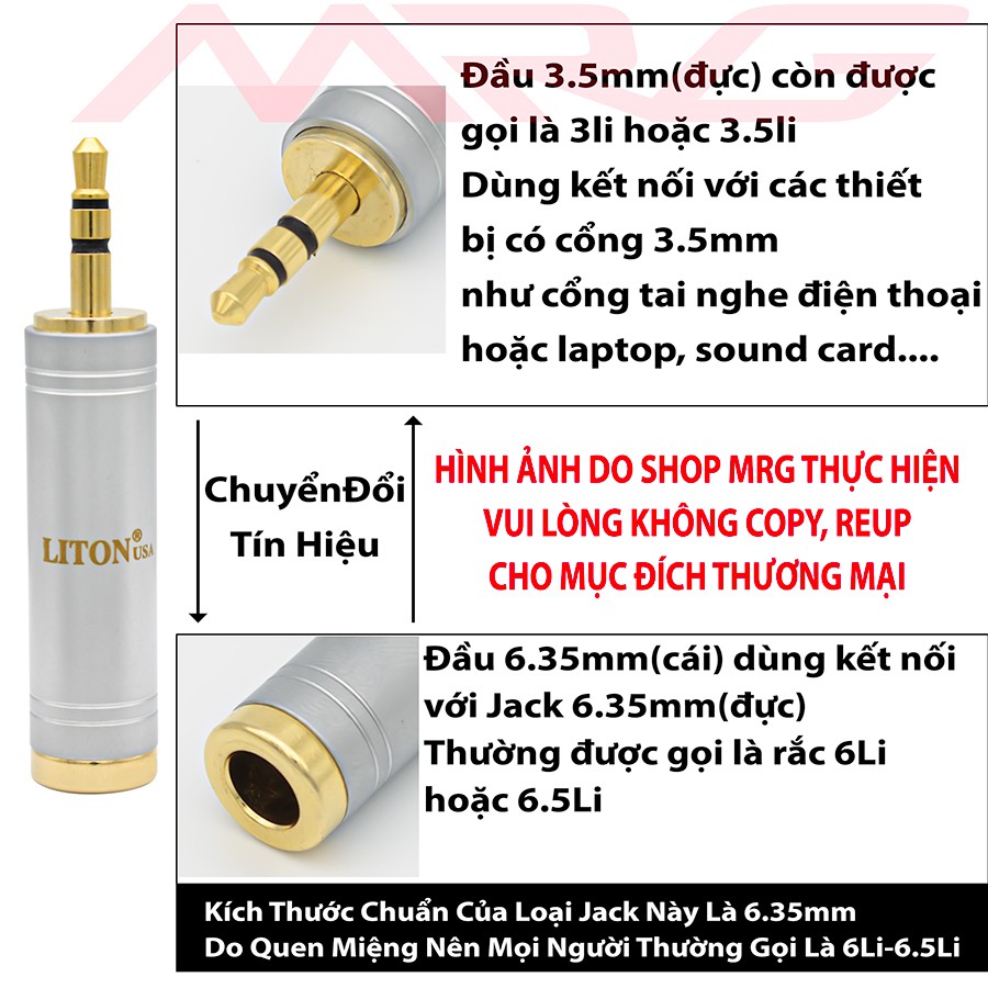 Đầu Chuyển Jack 3.5 Ra 6.5  Loại Tốt, giá 1 chiếc.