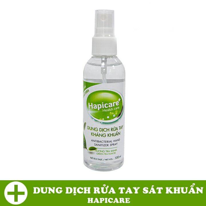 Nước Rửa Tay Sát khuẩn Hapicare Hương Trà Xanh Hương Bạc Hà - Chai Mini Dạng Bỏ Túi 100ml Thích Hợp Mang Đi Học, Đi Làm