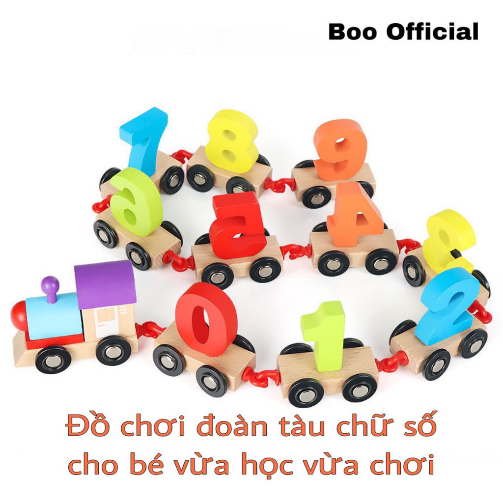 Đồ chơi đoàn tàu chữ số từ 0-9 bằng gỗ cho bé vừa học vừa chơi
