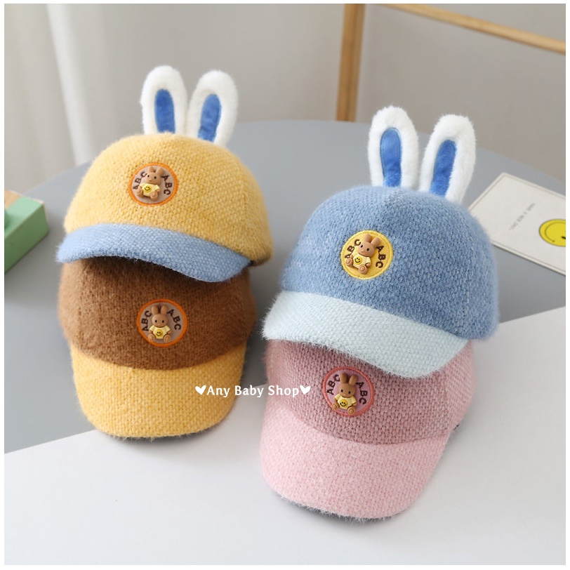 Nón mũ lưỡi trai trẻ em lông xù cực mịn tai thỏ cho bé trai và bé gái nhiều màu xinh yêu ❣❣