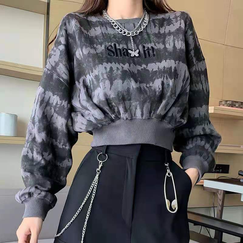 Áo Sweater Tay Dài Nhuộm Màu Dáng Suông Thời Trang Phong Cách Hàn Quốc Cho Nữ