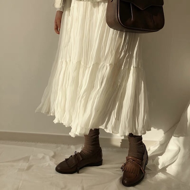 Váy Dáng Dài Mùa Thu Chân Váy Xếp Ly - Có ảnh thật