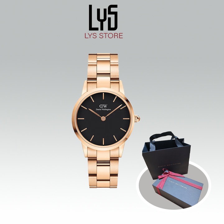 Đồng hồ nữ DW mặt tròn Iconic Link Rose Gold dây kim loại Fullbox, túi xách