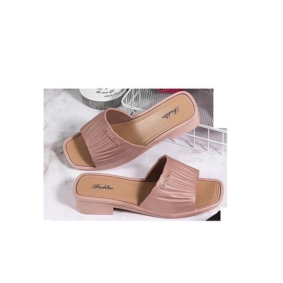 DÉP NỮ CAO SU DẺO ĐÚC LIỀN KHỐI ĐI MƯA ĐI BIỂN CAO 3CM