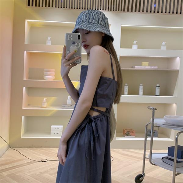 [MURIOKI] Đầm Hở Lưng Màu Sắc Tinh Khiết Phong Cách Hàn Quốc 2022 Cho Nữ