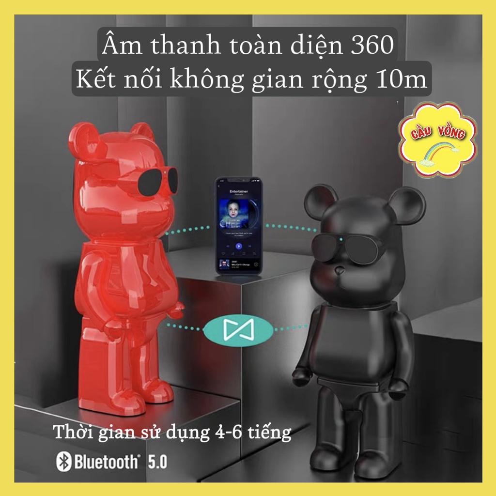 Loa bluetooth không dây chính hãng, Loa hình thú dễ thương nghe nhạc hay, Loa gấu Bearbrick  trang trí đẹp &quot;Hot 2022&quot;