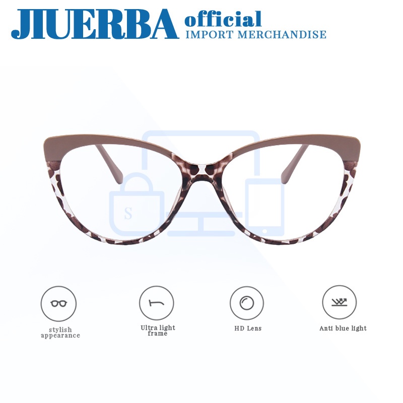 JIUERBA Mắt Kính TR90 Gọng Kim Loại Chống Ánh Sáng Xanh Phong Cách Retro Thời Trang Cho Nữ
