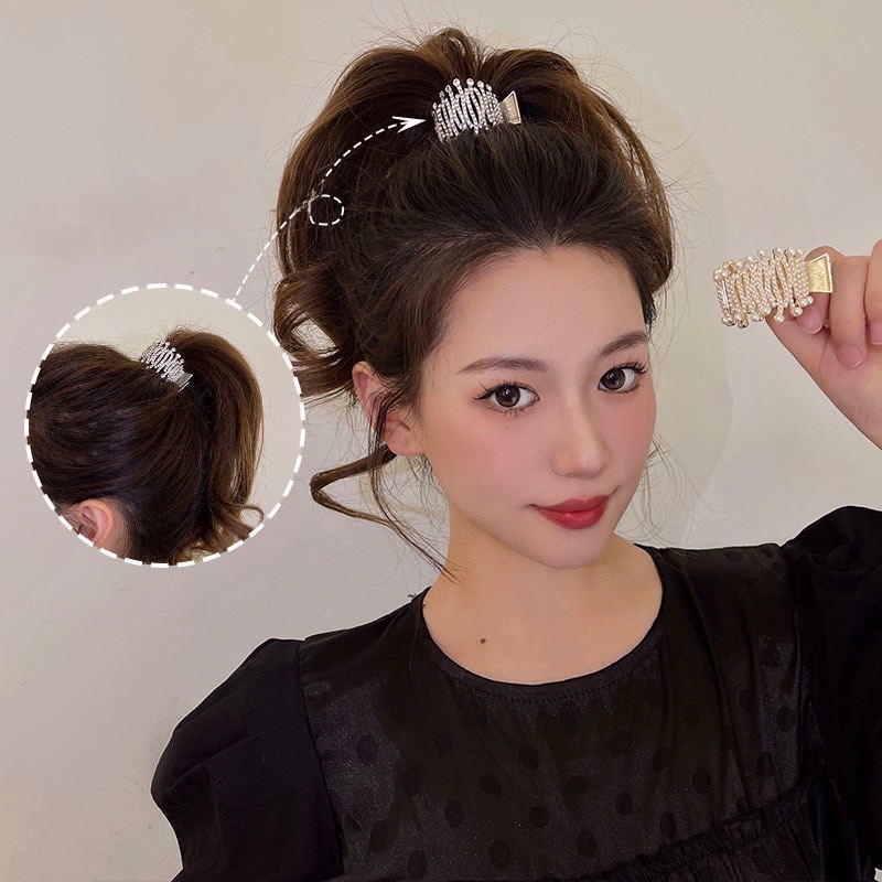 Kẹp Tóc Nữ Zizac Đính Đá Tạo Kiểu Đuôi Ngựa Bồng Bềnh Phong Cách Hàn Siêu Hot