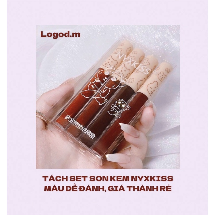 🎀SĂN SALE🎀TÁCH SET Son 4 Cây NYXKISS Màu Dễ Phối Đồ - Logod.