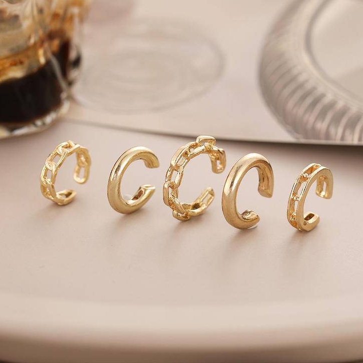 Set 6 Khuyên Vành Tai Mạ Vàng Hình Máy Bay / Ngôi Sao / Mặt Trăng / Tam Giác Cho Nam Và Nữ