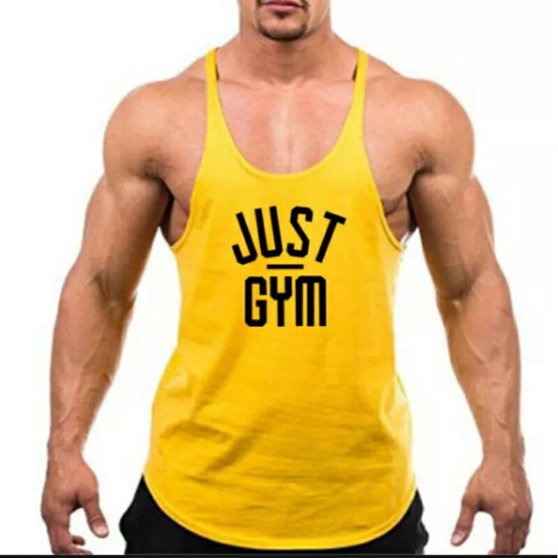 ÁO 3 LỖ NAM DÂY NHỎ TẬP GYM IN CHỮ JUST GYM