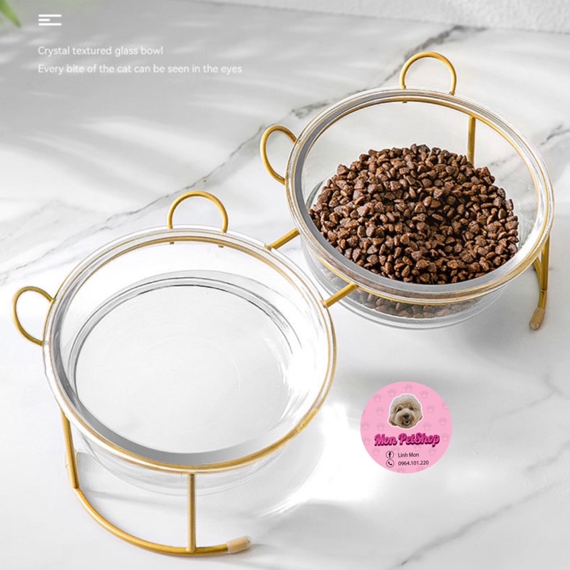 [Hot] Bát ăn chống gù thuỷ tinh cao cấp cho thú cưng