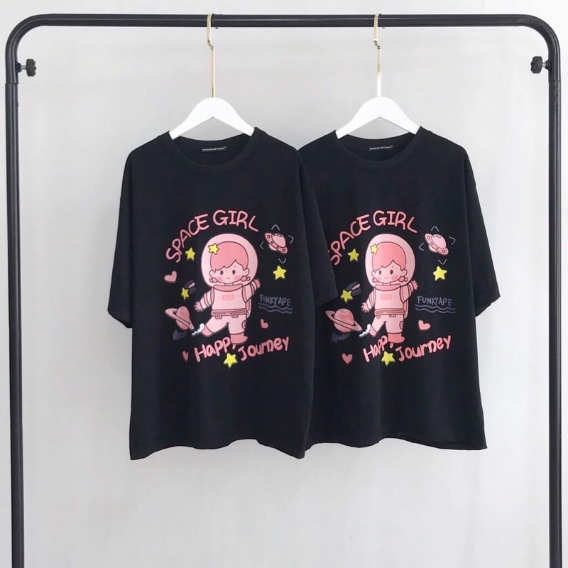 Áo Thun Tay Lửng Unisex Cô Gái(Space Girl)