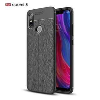 Xiaomi Mi8 Ốp dẻo vân da sần chống sốc Autofocus(đen)