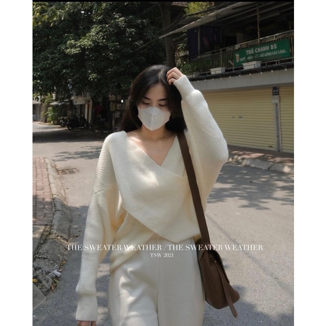 Áo len xoắn chéo ngực siêu tiểu thư kèm ảnh thật | BigBuy360 - bigbuy360.vn