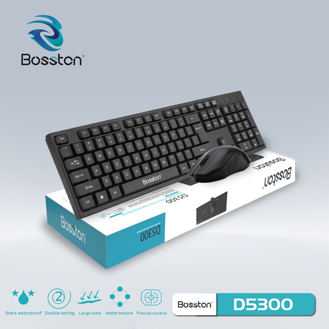 Bộ bàn phím và chuột văn phòng Bosston D5300 có dây (Đen) - Hãng phân phối