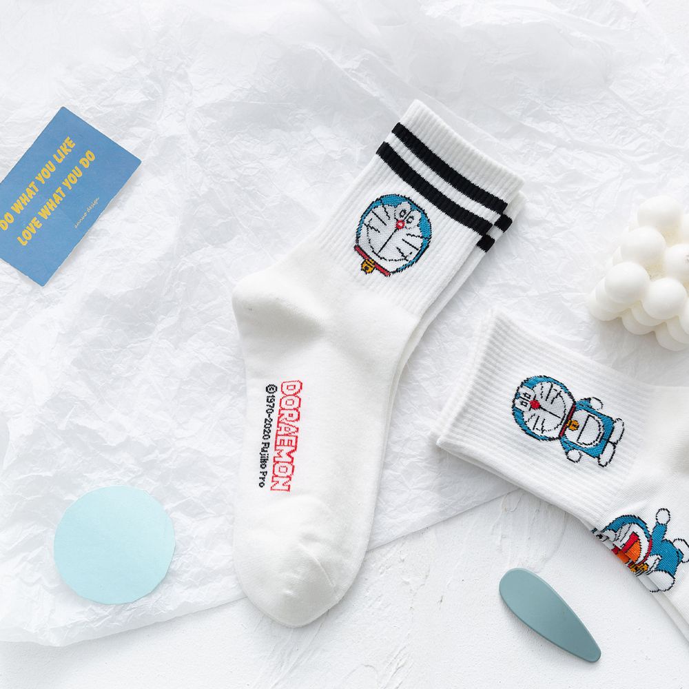 Đôi vớ cotton in hình mèo máy Doraemon đáng yêu