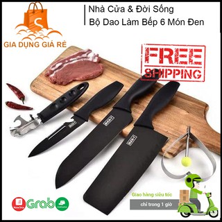 Bộ Dao Làm Bếp Thái Lan 6 Món Đen Cao Cấp, Hàng Loại 1 Cam Kết Về Chất Lượng