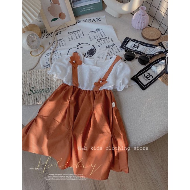 Váy Đầm Cho bé Gái, Váy Giả Yếm Chất Đũi Mềm Mát Cho Bé Gái_Umeekid