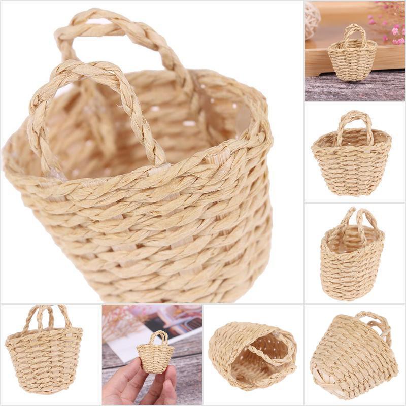 [HoMSI] 1:12 Dollhouse Mini Rattan Hand-woven Vegetable Food Storage Basket Doll Decor SUU