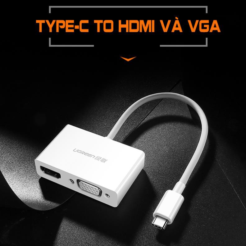 Cáp chuyển đổi USB Type-C to HDMI VGA Ugreen 30843 - Hàng Chính Hãng bảo hành 18 tháng