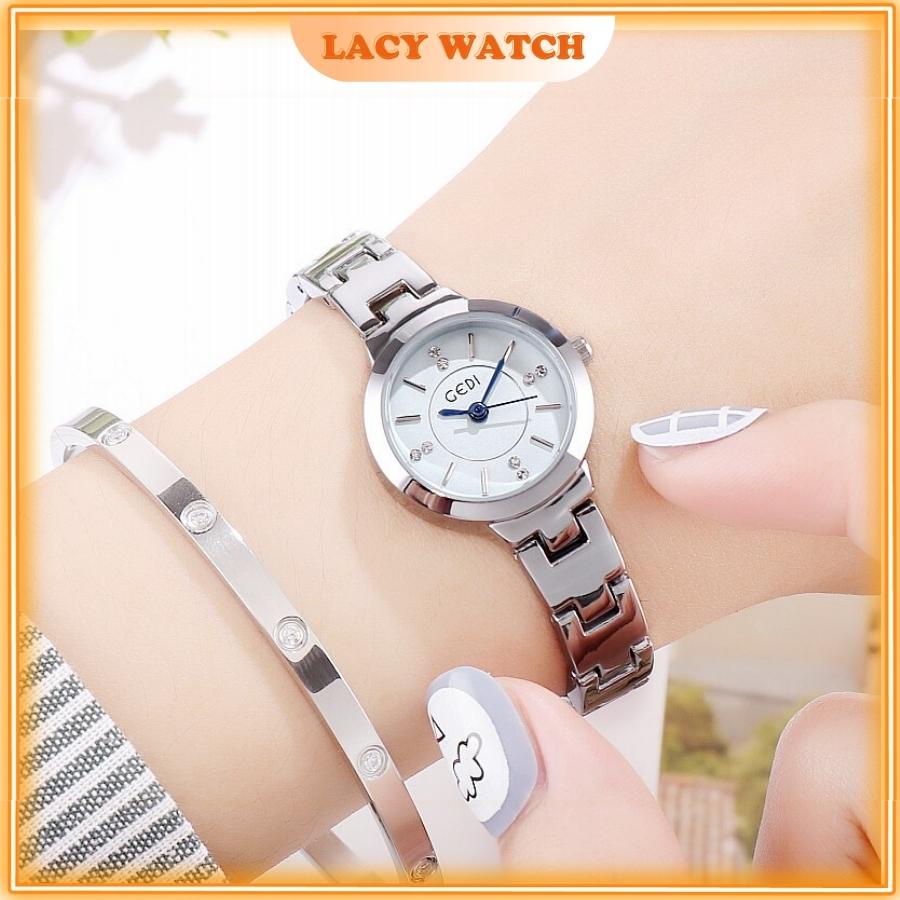 Đồng hồ nữ đeo tay chính hãng dây kim loại đẹp chống nước mặt nhỏ LaCy Watch V10