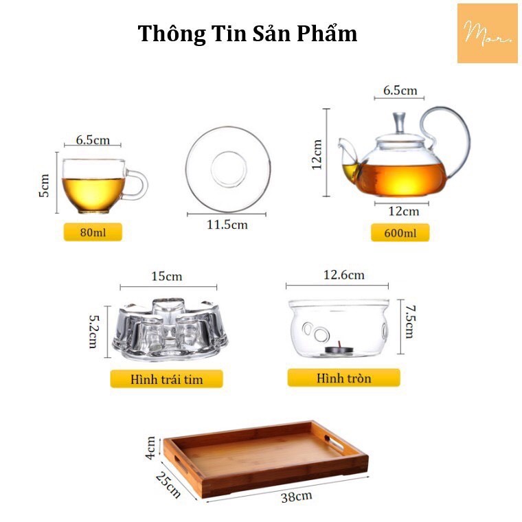 Đế đun nến giữ ấm trà (hình tim)