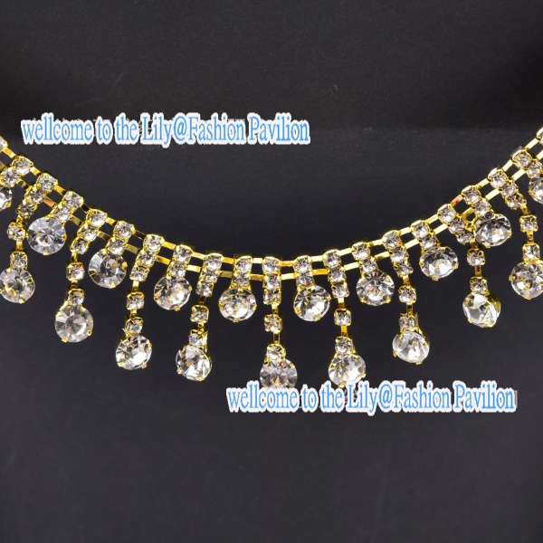 1906374     Dây Xích Tua Rua Đính Đá Pha Lê Màu Vàng / Bạc 1 Kích Thước Dùng Trang Trí Rèm Cửa