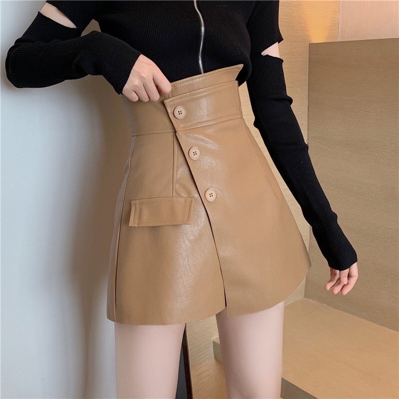 Chân váy da khuy lệch quảng châu hàng đẹp - quần short cạp cao ống rộng | BigBuy360 - bigbuy360.vn