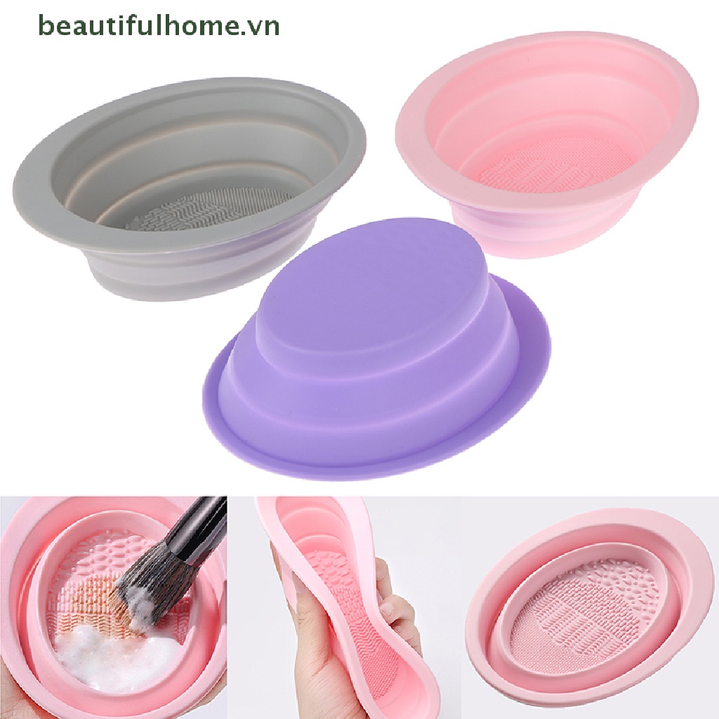 Dụng Cụ Vệ Sinh Cọ Trang Điểm Bằng Silicone Gấp Gọn Tiện Lợi