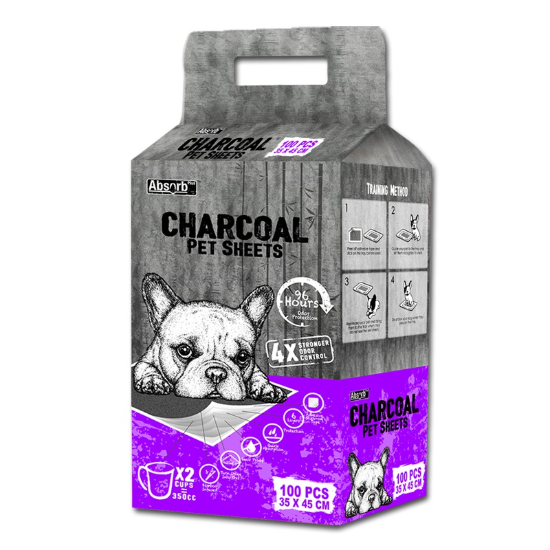 Tấm tã lót vệ sinh than hoạt tính cho chó mèo Charcoal Absorb 35x45cm gói 100 cái
