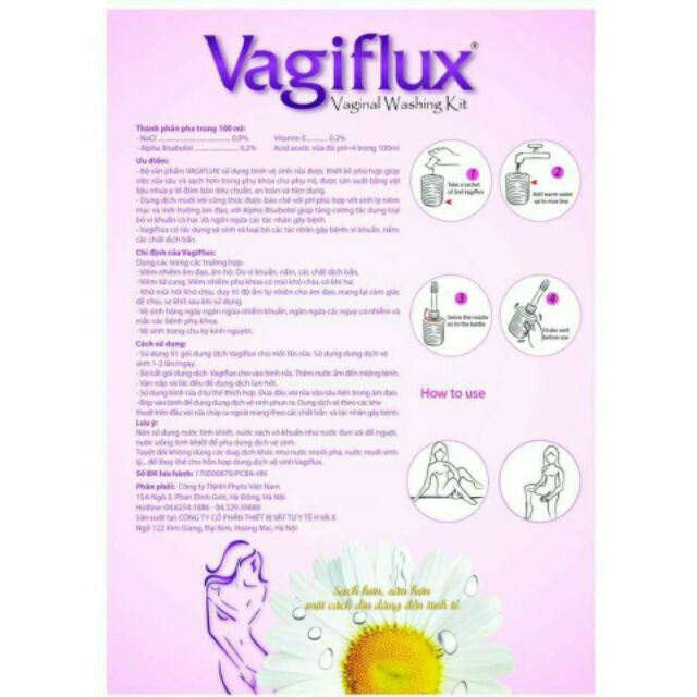 Bộ dụng cụ vệ sinh âm đạo Vagiflux kèm 10 gói muối